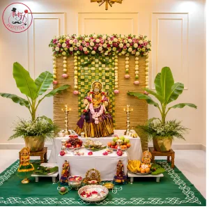 Traditional Navaratri Floral Backdrop & Goddess Pooja Decoration Set