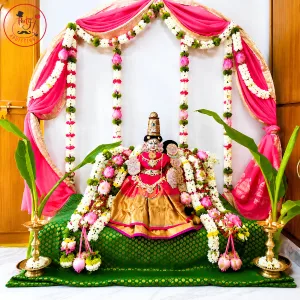 Elegant Navaratri Floral Draped Pooja Decoration Set