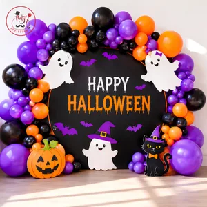 Haunted Halloween Balloon Arch & Party Backdrop Decoration Set