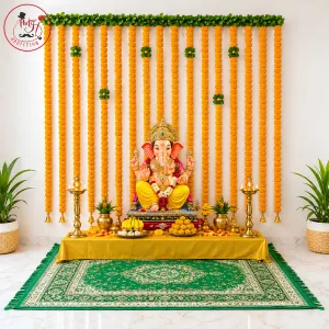 Marigold Floral Ganesh Chaturthi Puja Backdrop Decoration Set