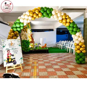 Elegant Green, Gold & White Luxury Balloon Entrance Arch Decoration