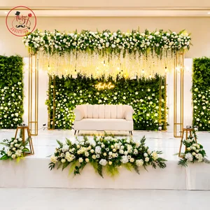 Elegant Green & White Floral Wedding Stage Decoration