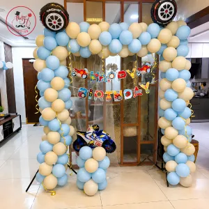Car Theme Birthday Decoration – Stylish Balloon Arch with Racing Party Decor
