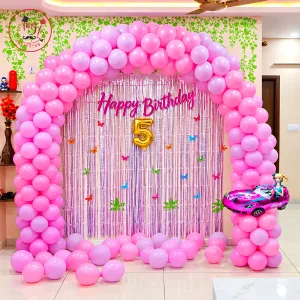 Princess Theme Birthday Decoration – Magical Balloon Arch with Shimmer Backdrop