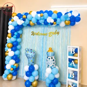 Welcome Baby Boy Decoration – Charming Balloon Backdrop  Decor