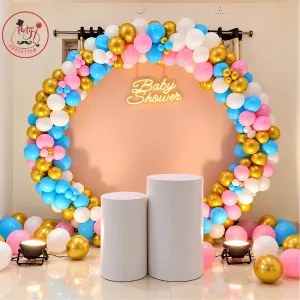 Elegant Baby Shower Balloon Ring Decoration with Pastel Balloon Arch