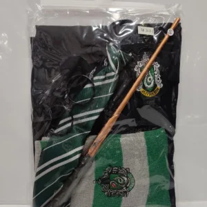 Slytherin Wizard Costume Set with Robe, Scarf, Tie & Wand – Magical Fancy Dress Outfit