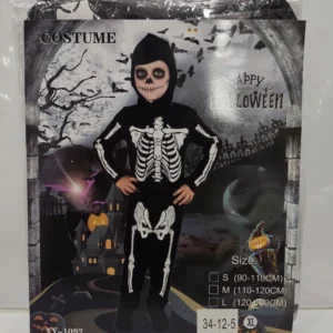 Kids Skeleton Warrior Halloween Costume – Black Skeleton Fancy Dress Outfit