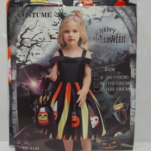 Kids Halloween Pumpkin Costume Dress – Colorful Spooky Fancy Dress Outfit